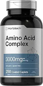 Horbäach Amino Acid Complex – 3000mg, 250 Caplets, Non-GMO, Gluten-Free Supplement