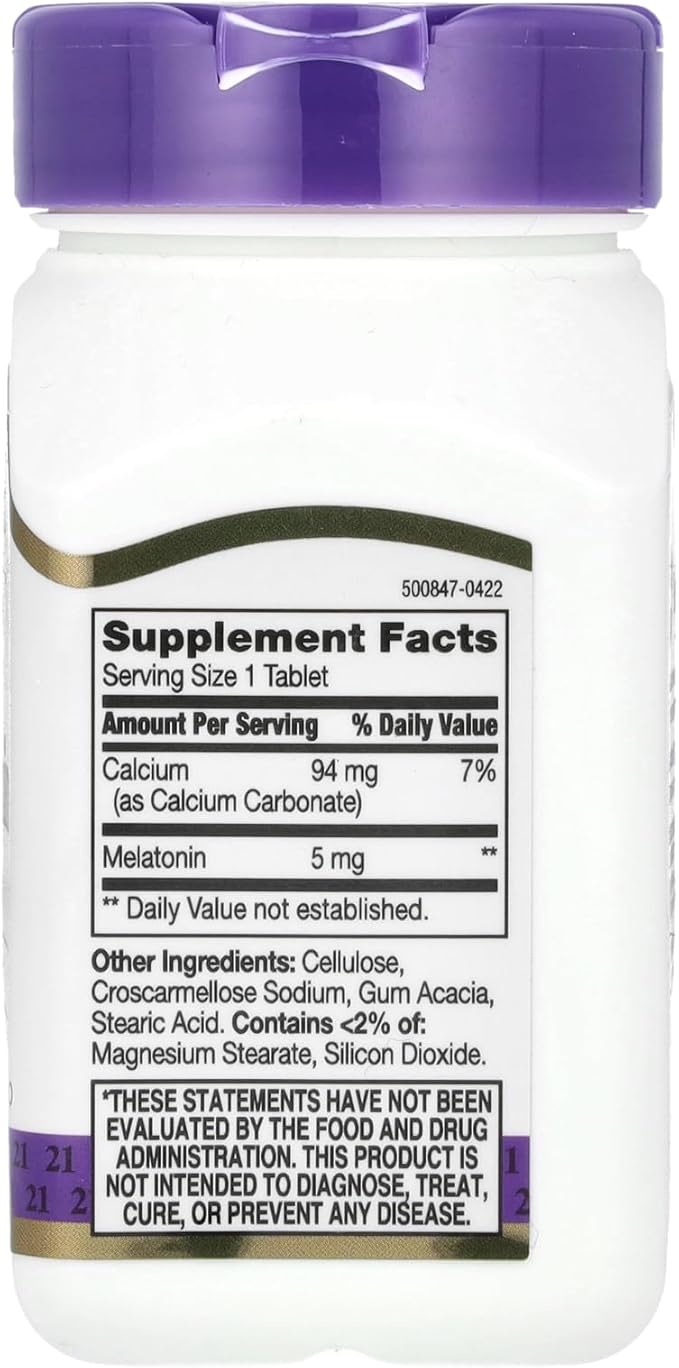 21st Century Melatonin 5mg Tablets – Natural Sleep Support & Relaxation – Non-Habit Forming, Drug-Free – 120 Count