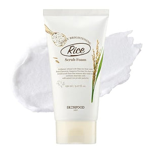 SKINFOOD Rice Daily Scrub Foam – Gentle Exfoliating & Brightening Face Wash