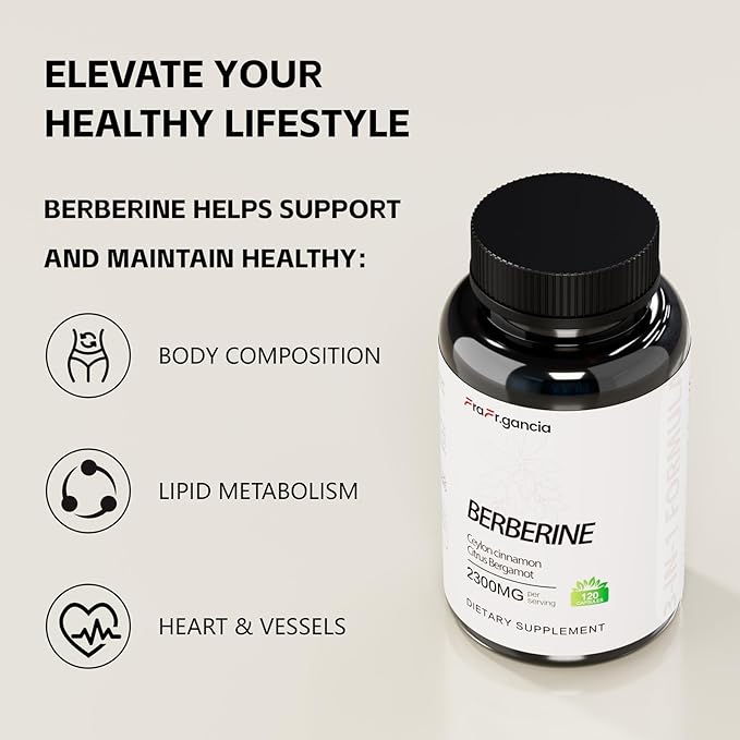 Berberine 2300mg with Ceylon Cinnamon – Advanced Metabolic & Heart Health Support – Non-GMO, Gluten-Free – 120 Capsules
