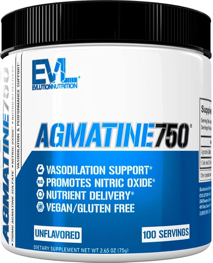 Evlution Agmatine Sulfate Nitric Oxide Powder – High Strength, Unflavored, Muscle Growth & Recovery Supplement