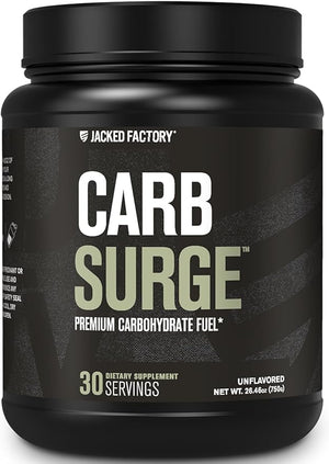 Jacked Factory Carb Surge – Premium Carbohydrate Powder with Carb10 Pea Starch & Cluster Dextrin, Unflavored, 30 Servings
