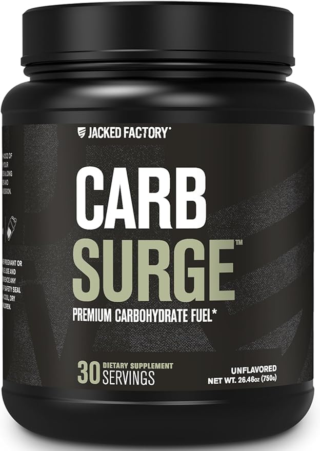 Jacked Factory Carb Surge – Premium Carbohydrate Powder with Carb10 Pea Starch & Cluster Dextrin, Unflavored, 30 Servings