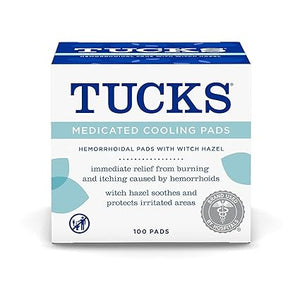 TUCKS Medicated Cooling Pads, 100 Count – Witch Hazel Hemorrhoid Relief & Postpartum Care Wipes
