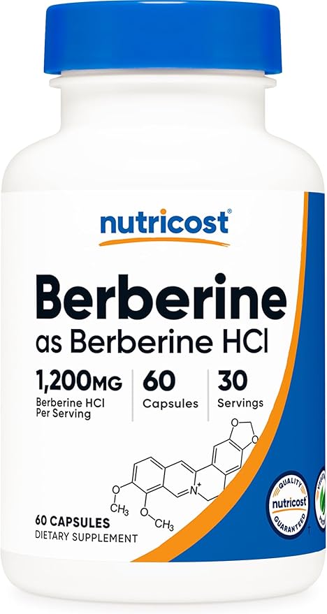 Nutricost Berberine HCl 1200mg – Blood Sugar & Metabolic Support – Non-GMO, Gluten-Free – 60 Vegetarian Capsules