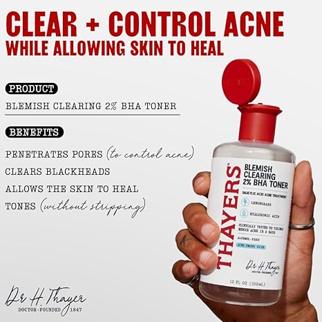 Thayers Blemish Clearing Salicylic Acid Toner – Witch Hazel, Alcohol-Free, 12oz
