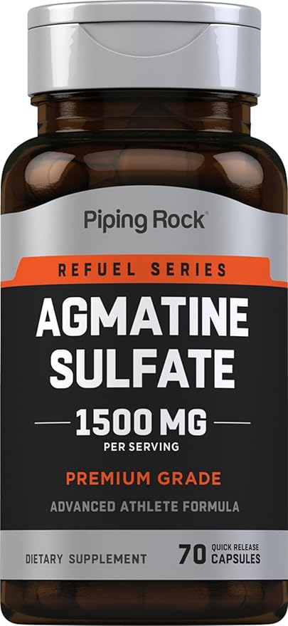 Piping Rock Agmatine Sulfate Capsules – 1500mg, 70 Count, Premium Grade, Non-GMO, Gluten-Free