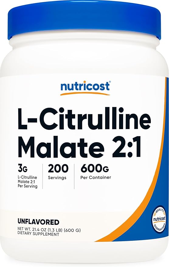 Nutricost L-Citrulline Malate (2:1) Powder – 600 Grams, High-Potency Workout Supplement