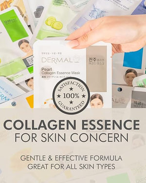 DERMAL Korean Collagen Face Mask – 24-Pack Hydrating & Soothing Sheet Masks with Panthenol – Hypoallergenic, Calming, Moisturizing K-Beauty Variety Set