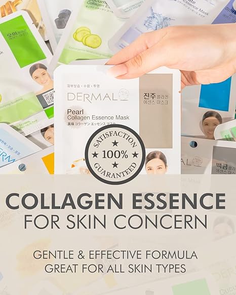 DERMAL Korean Collagen Face Mask – 24-Pack Hydrating & Soothing Sheet Masks with Panthenol – Hypoallergenic, Calming, Moisturizing K-Beauty Variety Set