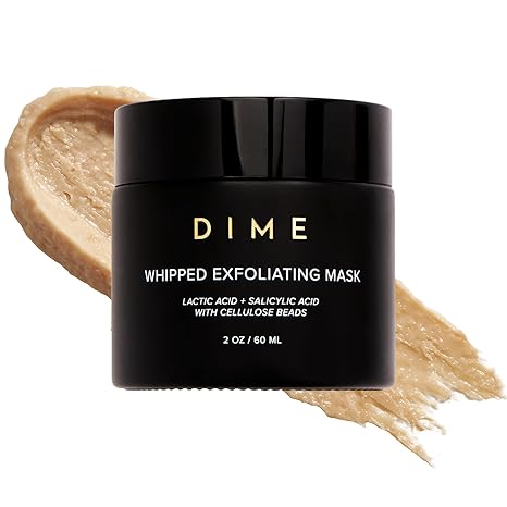DIME Beauty Whipped Exfoliating Mask – Lactic & Salicylic Acid Face Scrub, Dual Action AHA BHA Cleanser, Vegan, Clean Beauty, 2 oz