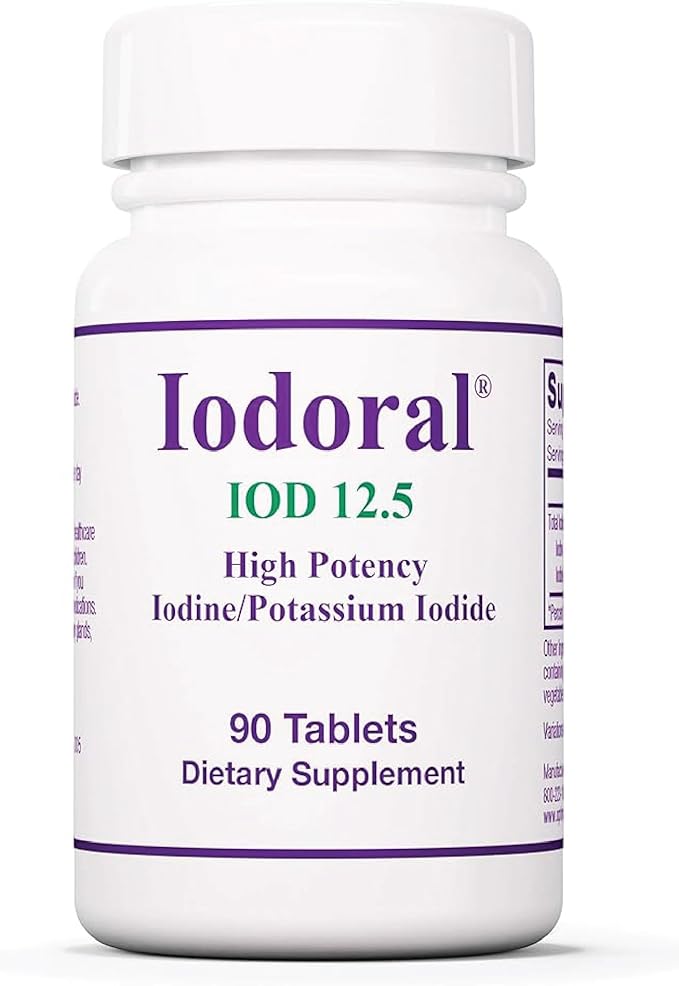 Optimox Iodoral 12.5mg – High Potency Iodine & Potassium Iodide Thyroid Support – 90 Tablets