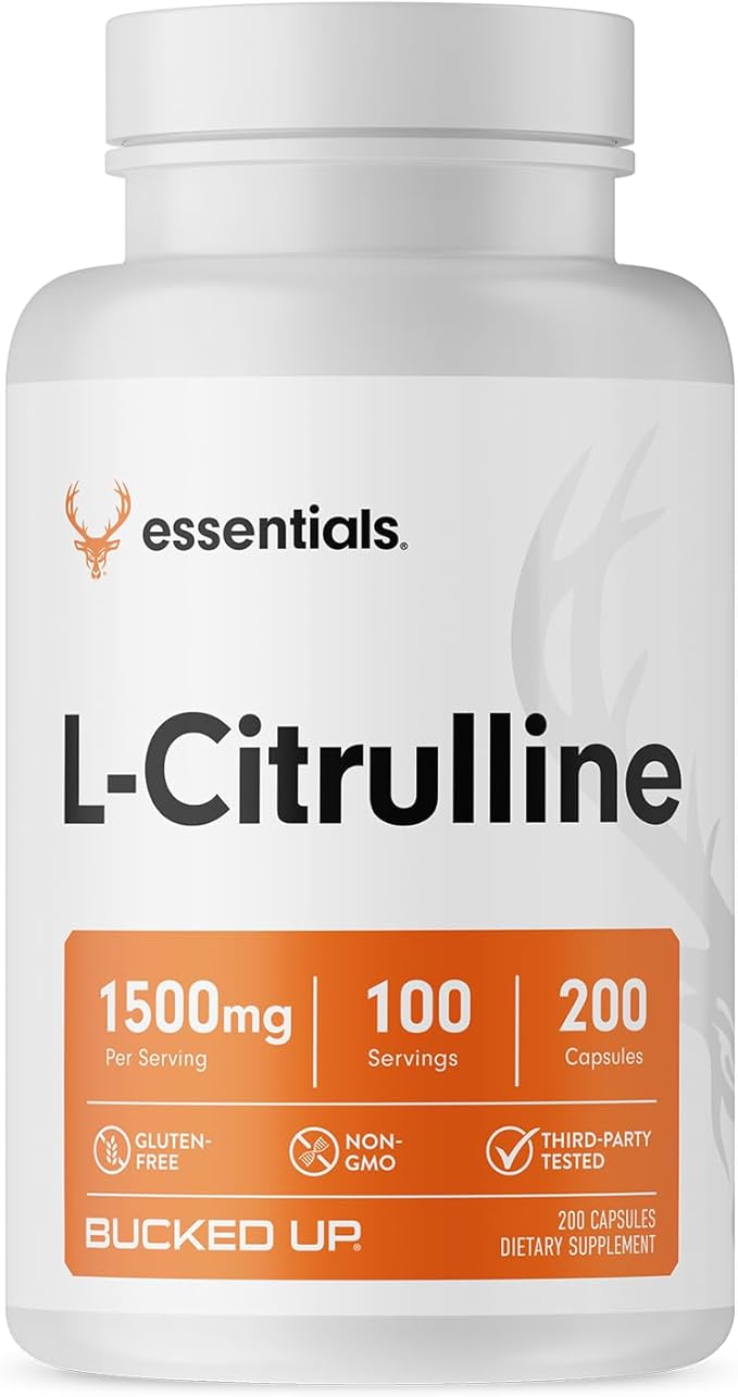 Bucked Up L-Citrulline – 1500mg Per Serving, 200 Capsules, Gluten-Free, Non-GMO, Third-Party Tested