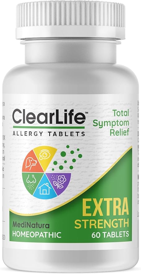 ClearLife Extra Strength Allergy Relief, 60 Tablets – Non-Drowsy Homeopathic Formula for Congestion, Sneezing & Sinus Pressure