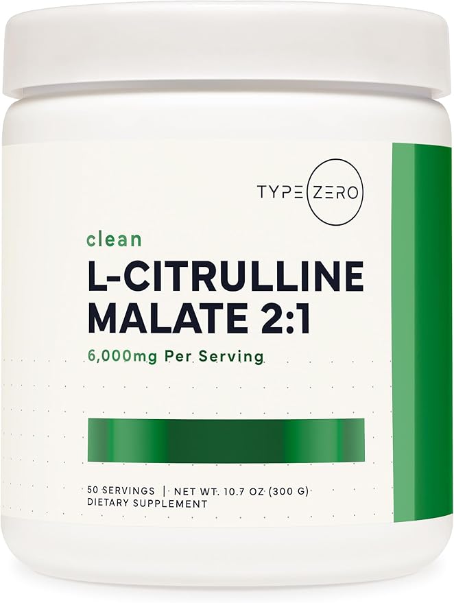 Type Zero L-Citrulline Malate Powder 2:1 6X – 300g, 6000mg Per Serving, Unflavored, Nitric Oxide Booster
