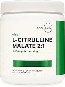Type Zero L-Citrulline Malate Powder 2:1 6X – 300g, 6000mg Per Serving, Unflavored, Nitric Oxide Booster