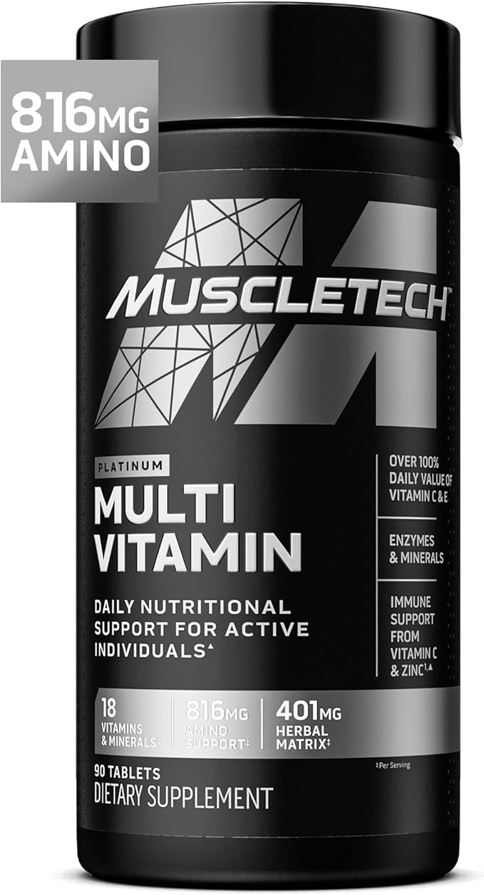 Platinum Multivitamin for Men & Women – Daily Energy, Immune & Workout Support – 18 Vitamins & Minerals – 90 Capsules