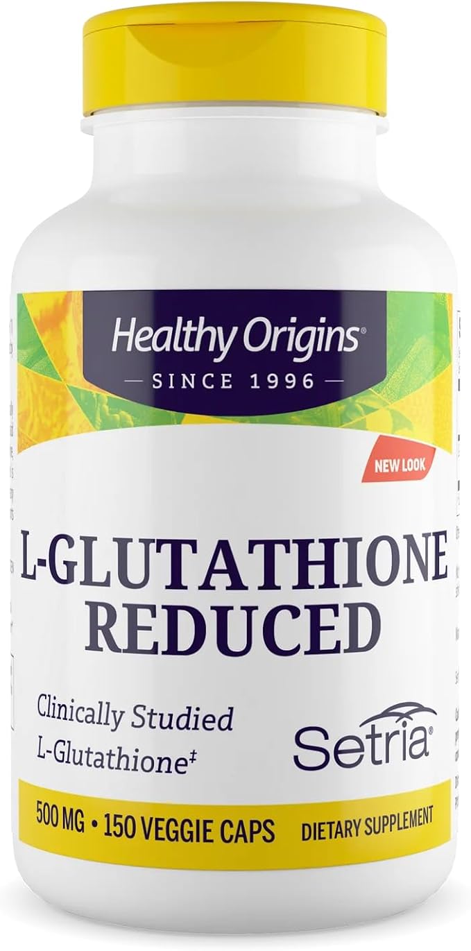 Healthy Origins L-Glutathione 500mg (Setria®) – Antioxidant for Immune & Skin Support – Non-GMO, Gluten-Free – 150 Veggie Capsules