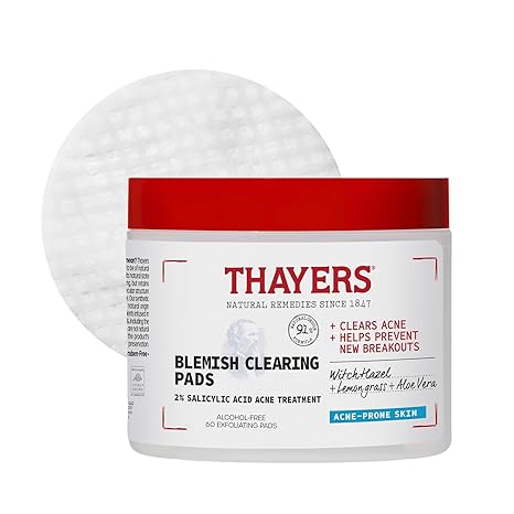 Thayers Blemish Clearing Acne Pads – Salicylic Acid, Witch Hazel, 60 Ct