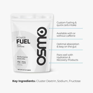 Osmo Power Fuel with Caffeine – Carbohydrate Powder with Cluster Dextrin, Sodium & Fructose, Neutral Flavor, 16 Servings