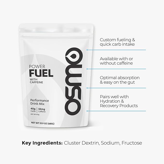 Osmo Power Fuel with Caffeine – Carbohydrate Powder with Cluster Dextrin, Sodium & Fructose, Neutral Flavor, 16 Servings