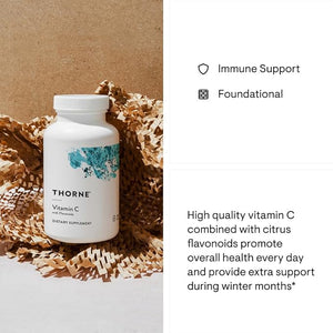 THORNE Vitamin C with Citrus Bioflavonoids – Immune, Collagen & Energy Support – 90 Gluten-Free Capsules