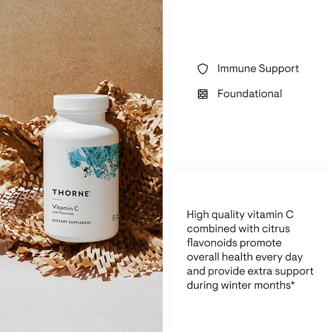 THORNE Vitamin C with Citrus Bioflavonoids – Immune, Collagen & Energy Support – 90 Gluten-Free Capsules