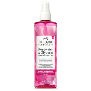 HERITAGE STORE Rosewater & Glycerin Hydrating Facial Mist – Rose Water Spray for Dry & Combination Skin, Vegan, Alcohol-Free, 12 oz