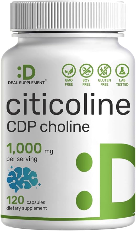 DEAL SUPPLEMENT Citicoline CDP Choline 1000mg – Extra Strength Brain, Memory & Focus Support – 120 Capsules