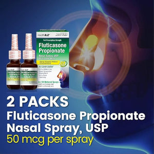 HealthA2Z Fluticasone Propionate Nasal Spray – 2 Pack, 24-Hour Non-Drowsy Allergy Relief for Sneezing, Congestion, Runny Nose, Itchy & Watery Eyes