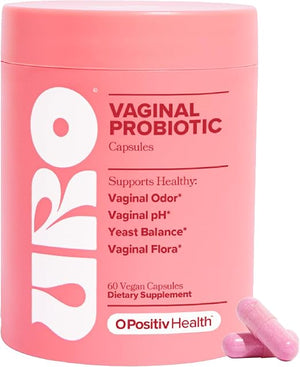 O Positiv URO Vaginal Probiotic for Women – pH Balance, Odor Control & Intimate Health – Prebiotics & Lactobacillus Blend – Vegan, Non-GMO – 60 Capsules