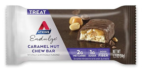 Atkins Endulge Caramel Nut Chew Bar – Low Sugar, High Fiber, Keto Snack Bar, Gluten Free, 10 Count