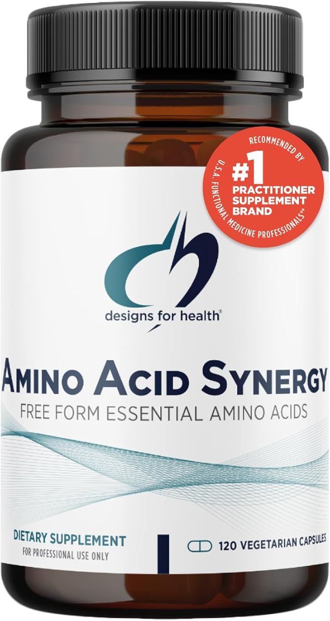 Designs for Health Amino Acid Synergy – Vegetarian Essential Amino Acids with BCAAs, Alpha-Ketoglutarate, Methionine & B6, 120 Capsules