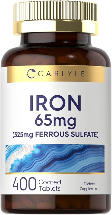 Carlyle Iron Ferrous Sulfate 65mg – High Potency Red Blood Cell & Energy Support – 400 Tablets