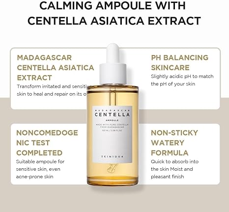 SKIN1004 Madagascar Centella Asiatica Ampoule Serum, Soothing Calming Barrier Repair for Acne Prone Sensitive Skin, 55ml