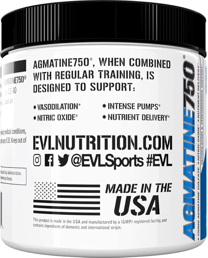 Evlution Agmatine Sulfate Nitric Oxide Powder – High Strength, Unflavored, Muscle Growth & Recovery Supplement