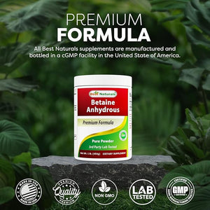 Best Naturals Betaine Anhydrous Trimethylglycine (TMG) Pure Powder – 1 Pound (1 lb), Pack of 1