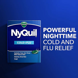 VICKS NyQuil Cold & Flu Relief LiquiCaps – Nighttime Multi-Symptom Medicine for Cough, Fever, Headache, Sneezing & Runny Nose, 48 Count