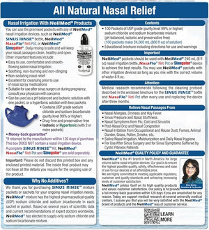 NeilMed Sinus Rinse Refill Packets – 100 Count Premixed Saline Packets for Nasal Allergy, Sinus Pressure, Congestion & Post Nasal Drip Relief