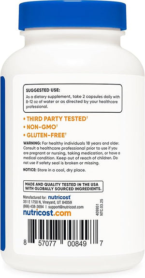 Nutricost L-Citrulline 500mg Capsules – Gluten-Free, Non-GMO, 120 Capsules, 1000mg Per Serving