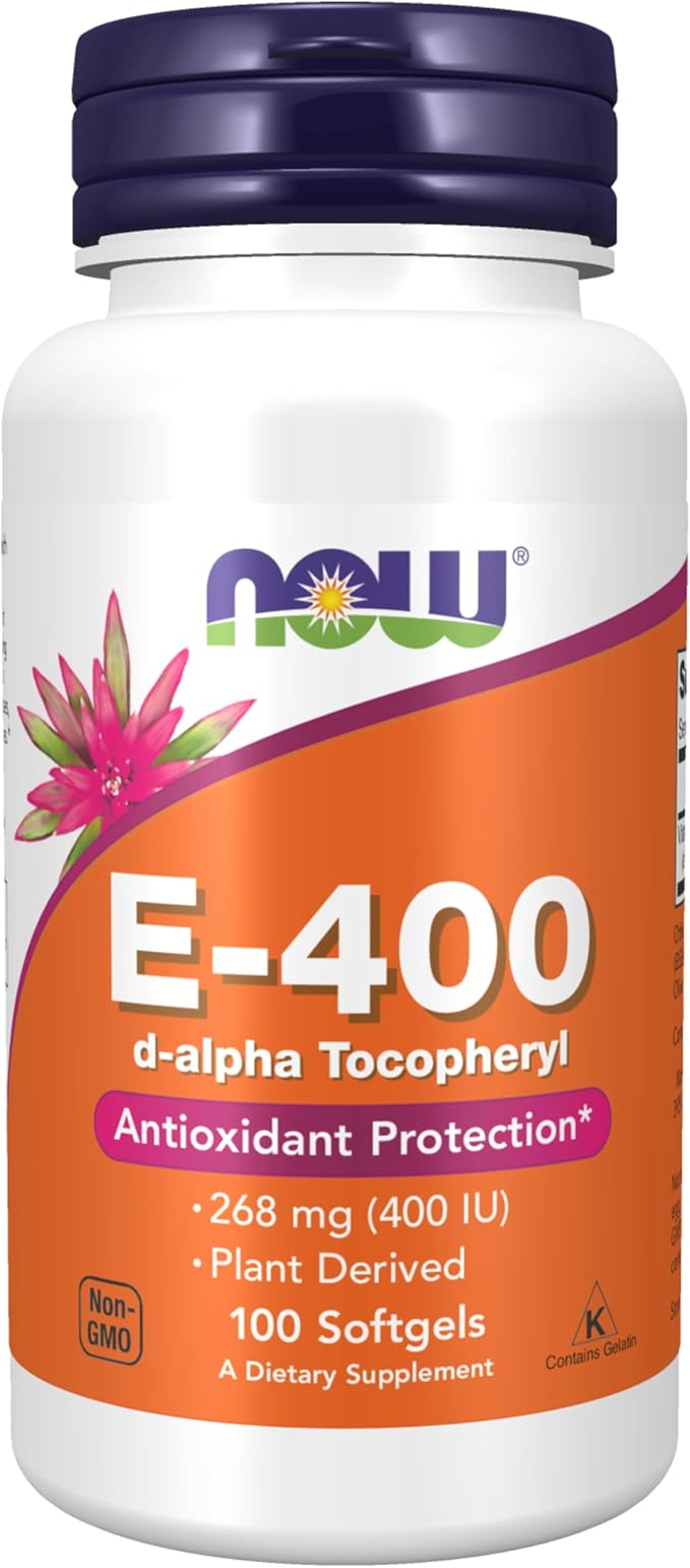 NOW Vitamin E-400 IU – Natural D-Alpha Tocopheryl, Antioxidant, Skin & Immune Support – 250 Softgels