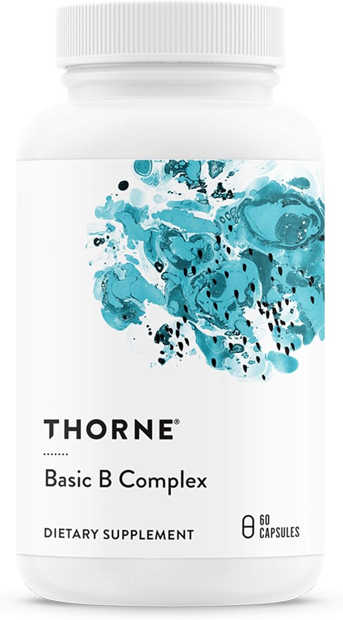 THORNE Basic B-Complex – Tissue-Ready, Energy, Brain & Red Blood Cell Support – With Choline – 60 Capsules