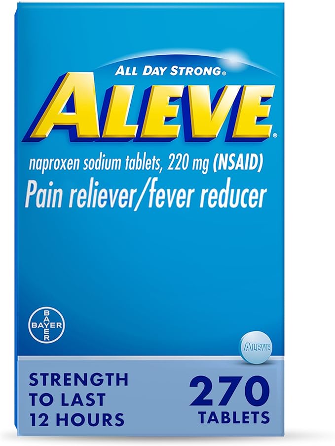 Aleve Pain Reliever and Fever Reducer Tablets – 220mg Naproxen Sodium for Headache, Body, Back, Arthritis, Cramps – 270 Count