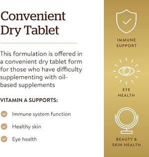 Solgar Dry Vitamin A 5000 IU (1500 mcg) – Eye, Immune & Skin Support – 100 Vegan Tablets – Non-GMO, Gluten Free