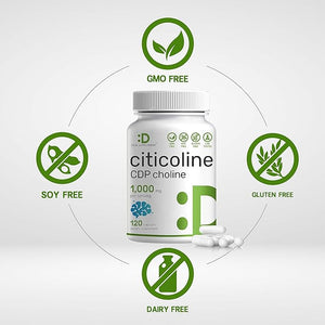 DEAL SUPPLEMENT Citicoline CDP Choline 1000mg – Extra Strength Brain, Memory & Focus Support – 120 Capsules