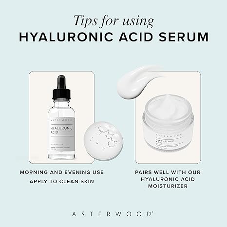 Asterwood Hyaluronic Acid Serum – Plumping, Anti-Aging, Hydrating, Fragrance-Free – 1 fl oz