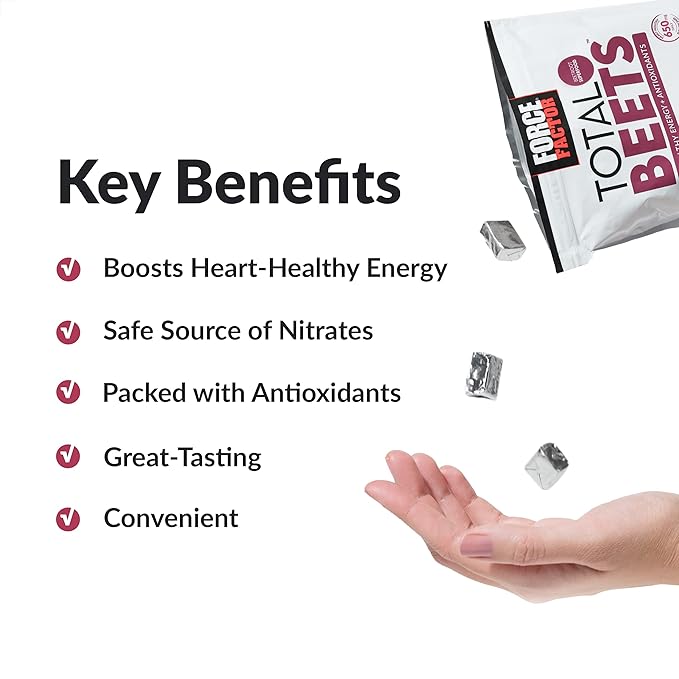 Force Factor Total Beets Soft Chews – Beetroot, L-Citrulline, Grapeseed Extract & Antioxidants, 60 Chews