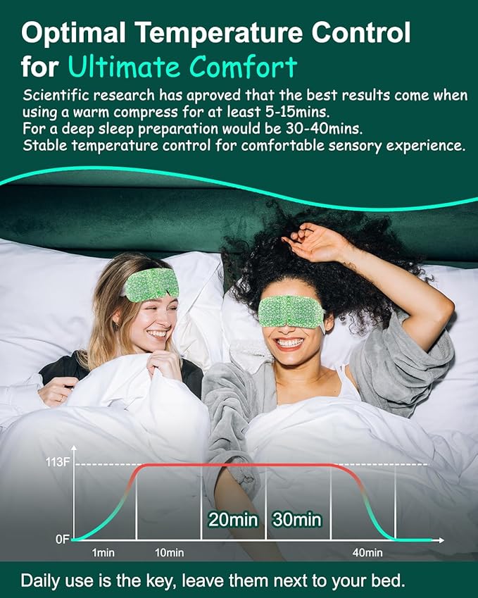 Steam Eye Mask – Unscented Self-Heating Warm Compress, 16-Pack Disposable