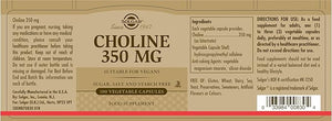 Solgar Choline 350mg – Vegan, Kosher Brain & Cellular Health Support – 100 Capsules