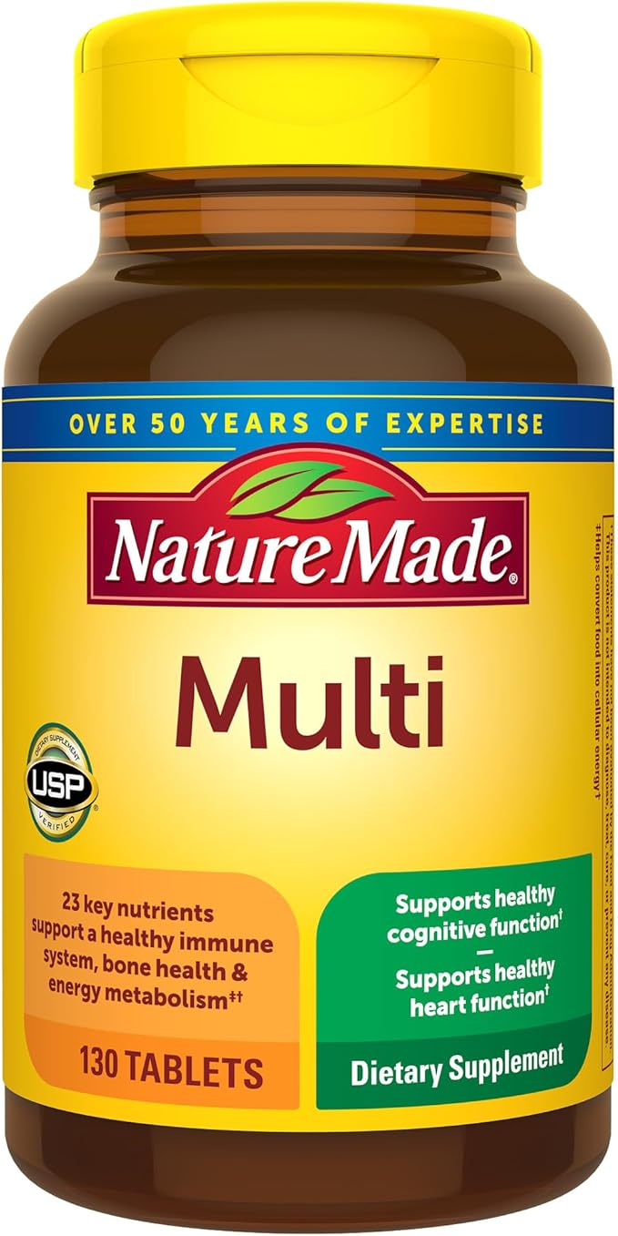 Nature Made Multivitamin with Iron – Daily Multivitamin for Women & Men – 130 Tablets